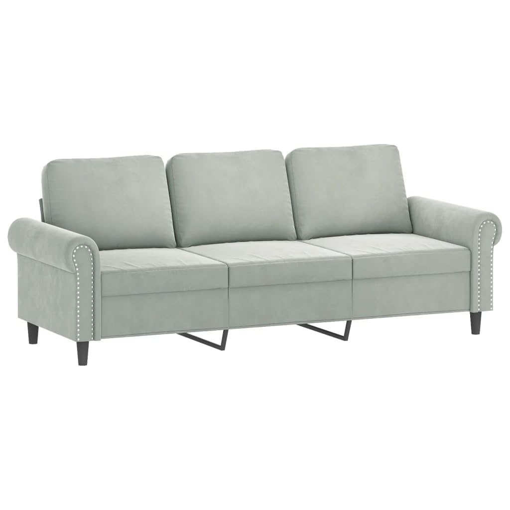 Light Gray Velvet 2 Piece Sofa Set J765298