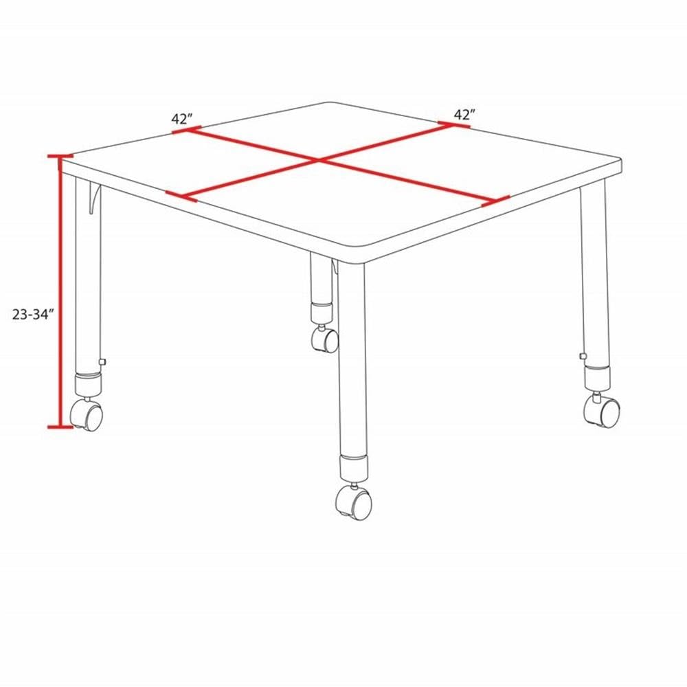 42" Square Mobile Table with 4 Stack Chairs N97395