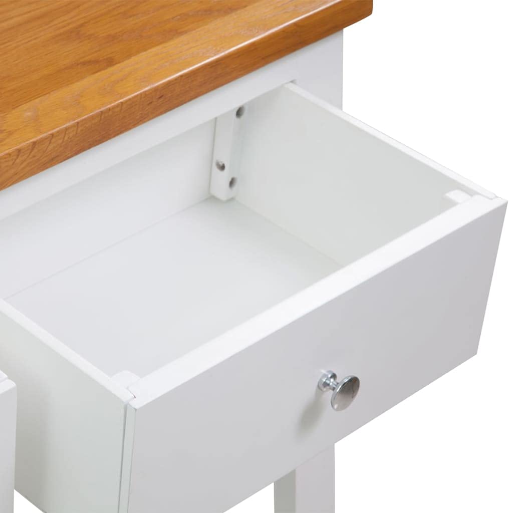 Solid Oak Wood Console Table with Two Drawers and Shelf G798