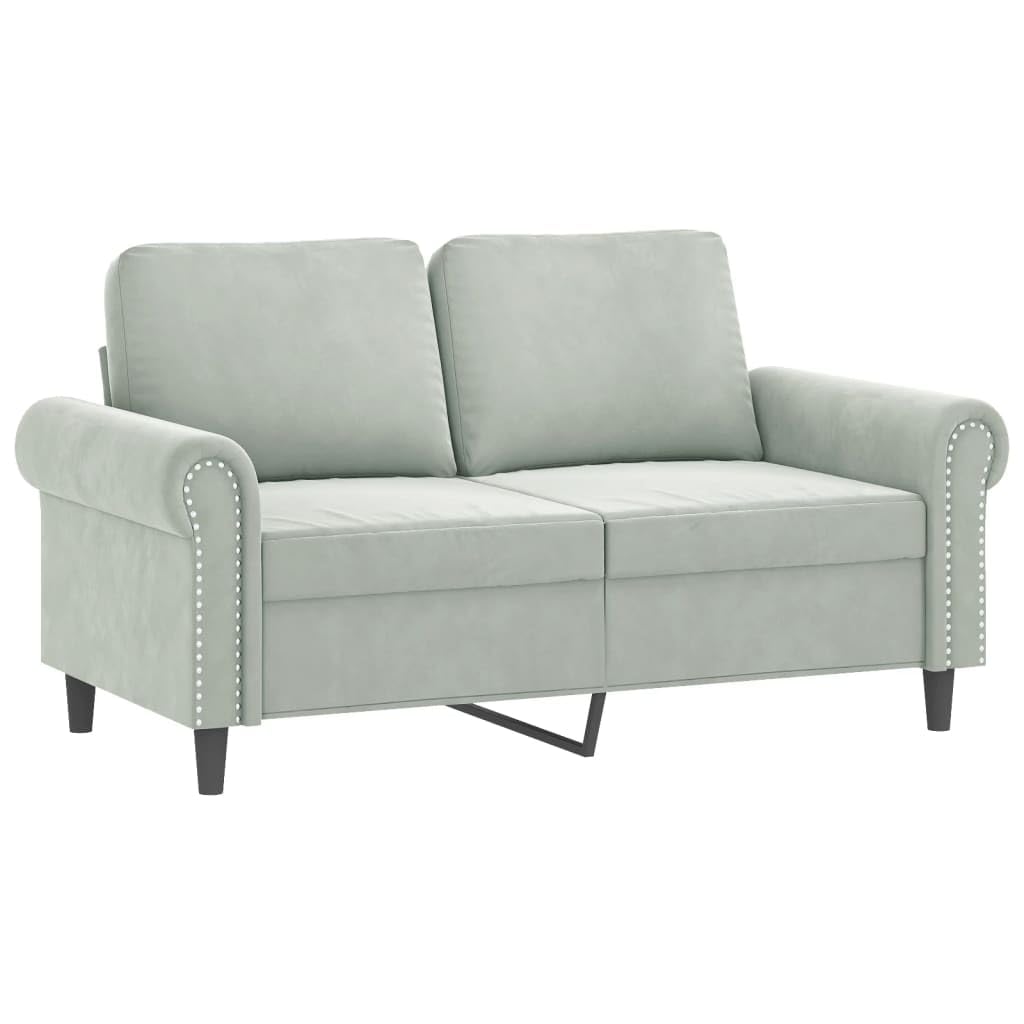 Light Gray Velvet 2 Piece Sofa Set J765298