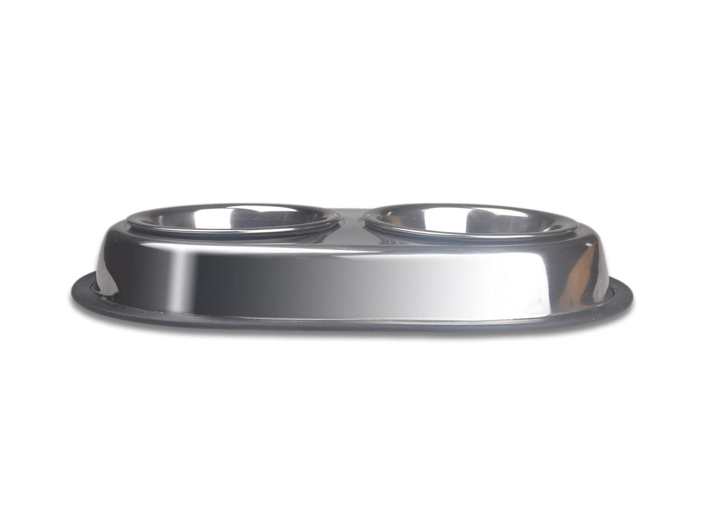 Stainless Steel Double Dish Food And Water Bowl 16 OZ U198