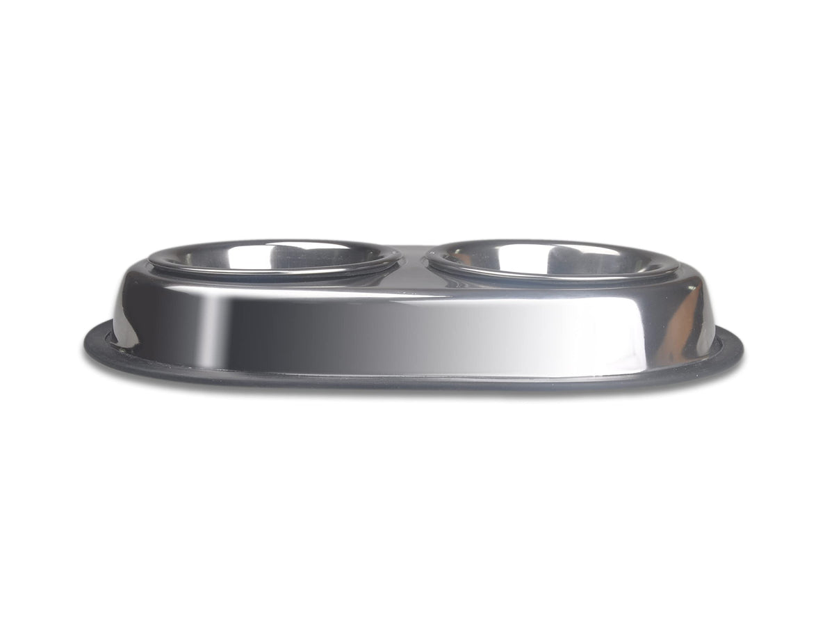 Stainless Steel Double Dish Food And Water Bowl 16 OZ U198