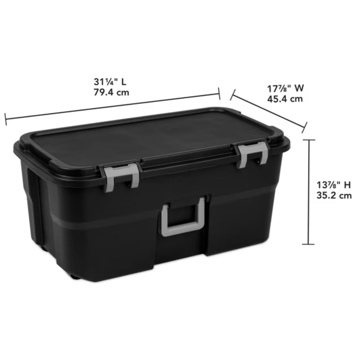 Black 22 Gallon Wheeled Plastic Storage Trunk P30451