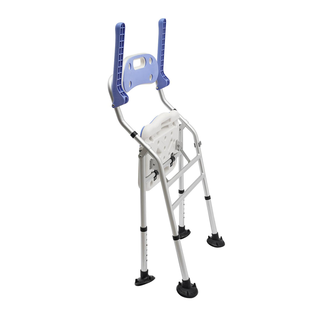 Folding Shower Seat with Arms and Back, Height Adjustable Non-Slip Bath Bench, 330lbs Capacity, Blue H2073