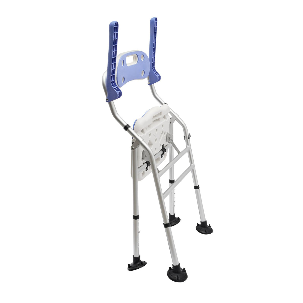 Folding Shower Seat with Arms and Back, Height Adjustable Non-Slip Bath Bench, 330lbs Capacity, Blue H2073