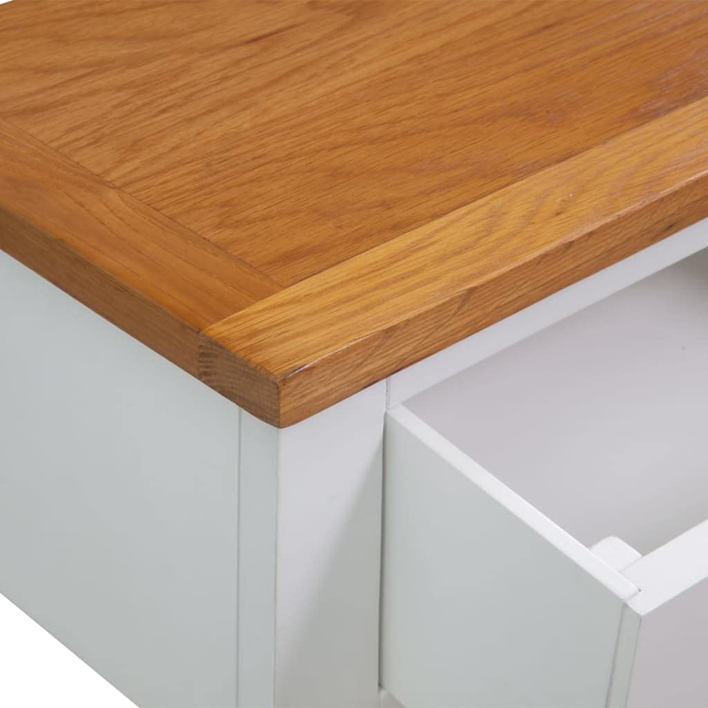 Solid Oak Wood Console Table with Two Drawers and Shelf G798