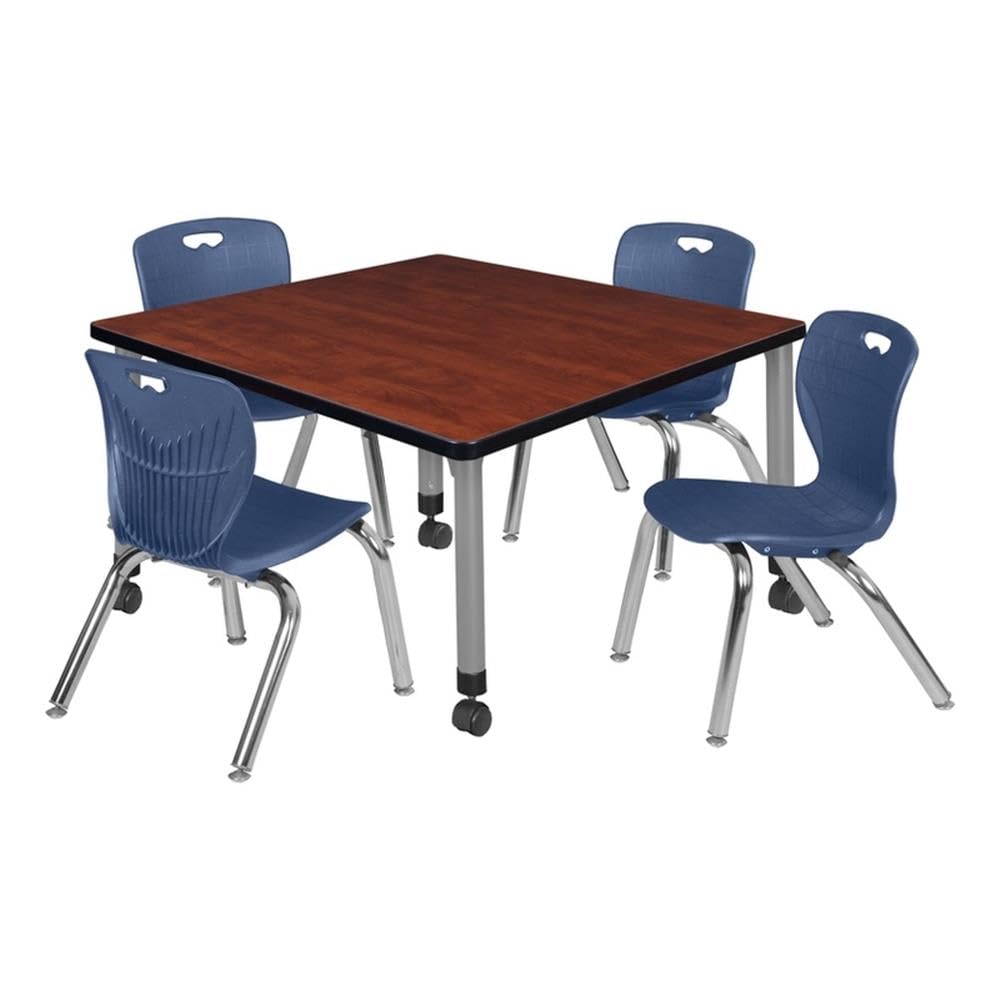 42" Square Mobile Table with 4 Stack Chairs N97395