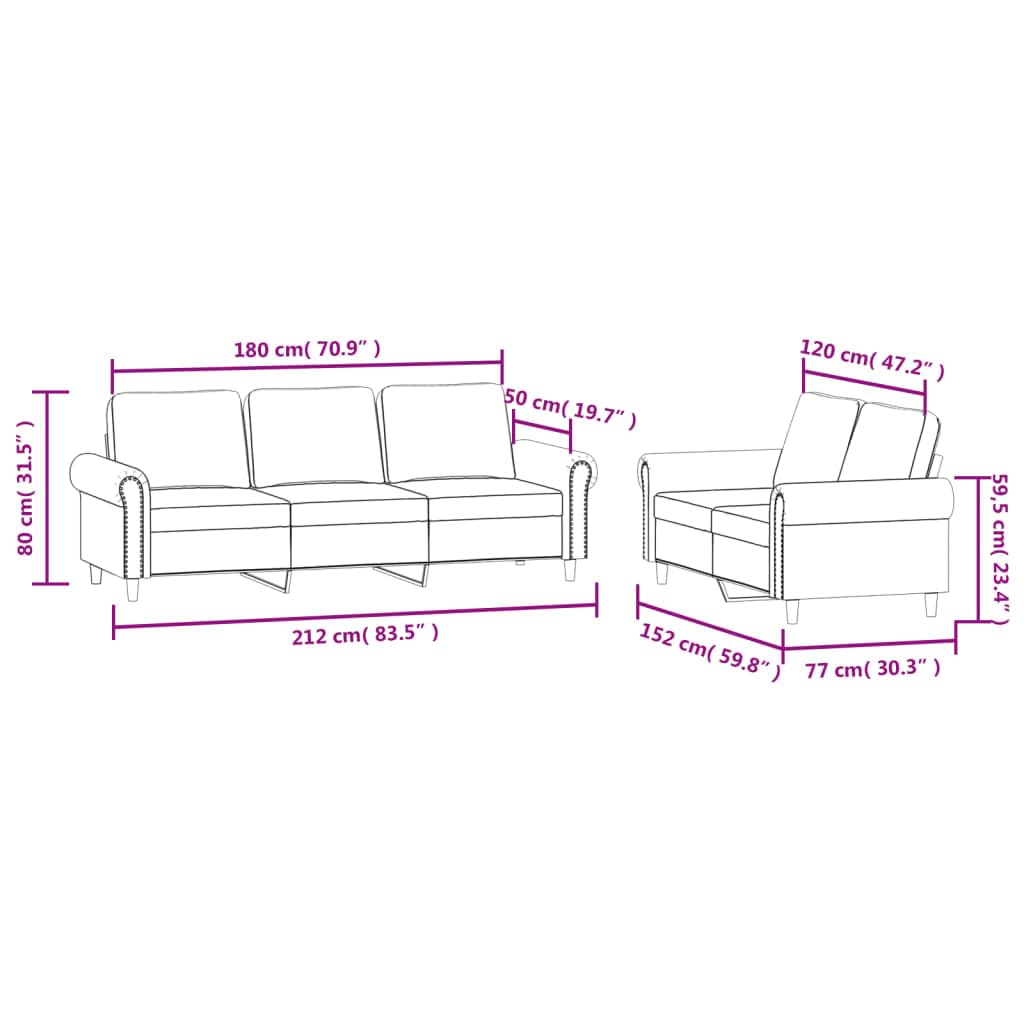 Light Gray Velvet 2 Piece Sofa Set J765298
