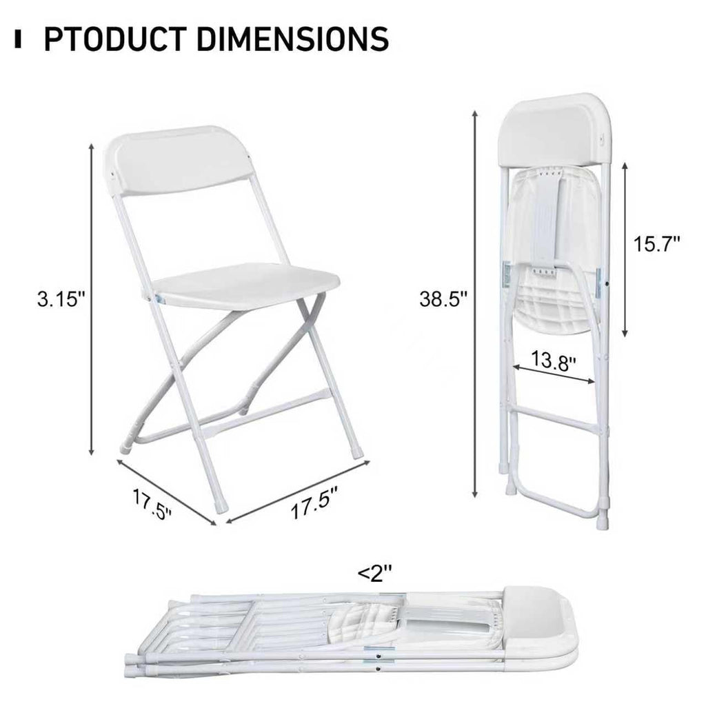 10 Pack White Plastic Folding Chairs with Steel Frame T67898