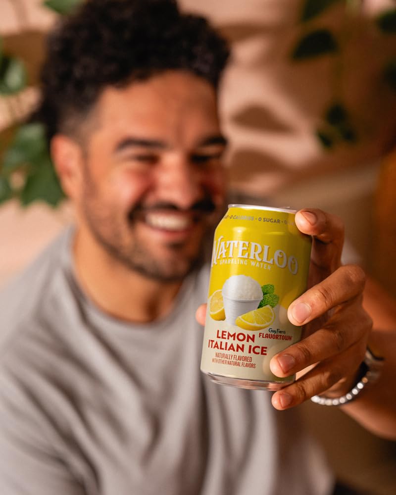 Lemon Italian Ice Sparkling Water 12 Fl Oz Cans Pack of 12 M719