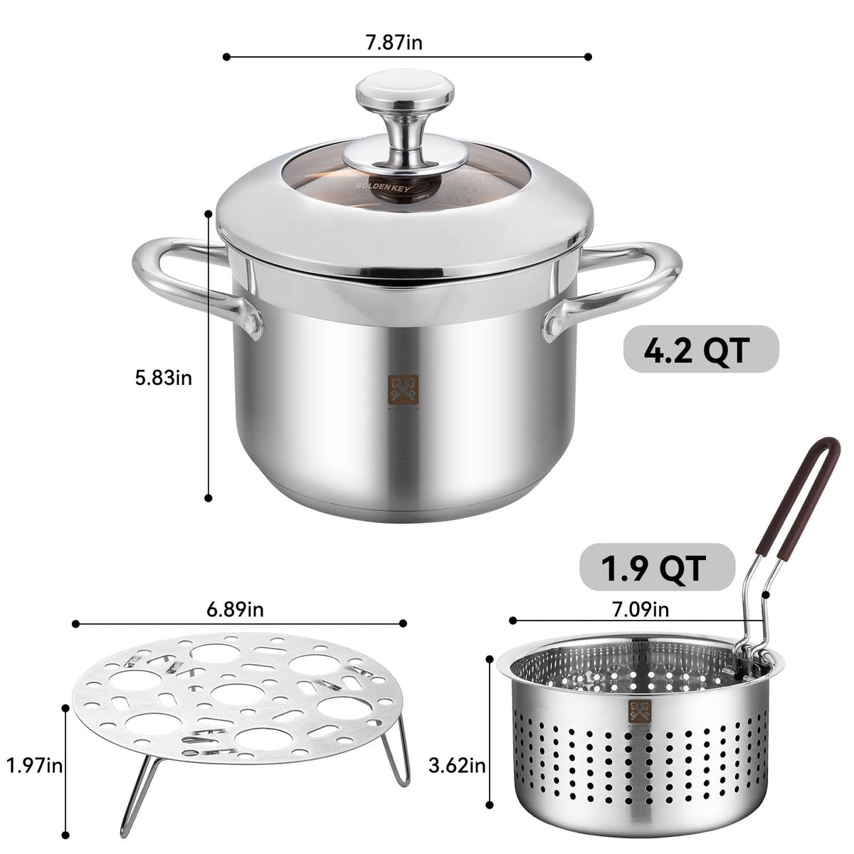 4.0L Deep Fryer Pot with Basket and Lid T360