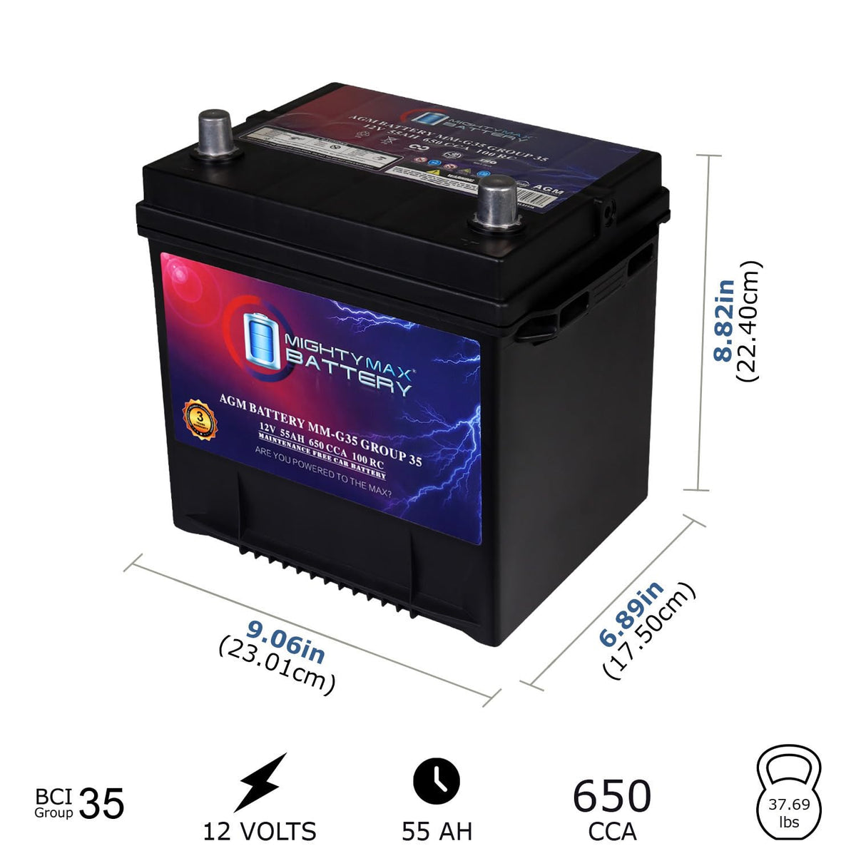 12V 55Ah AGM Replacement Battery A409088