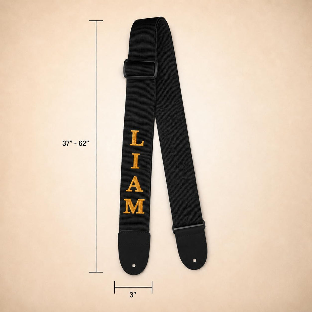 Black 3" Embroidered Guitar Strap U6512