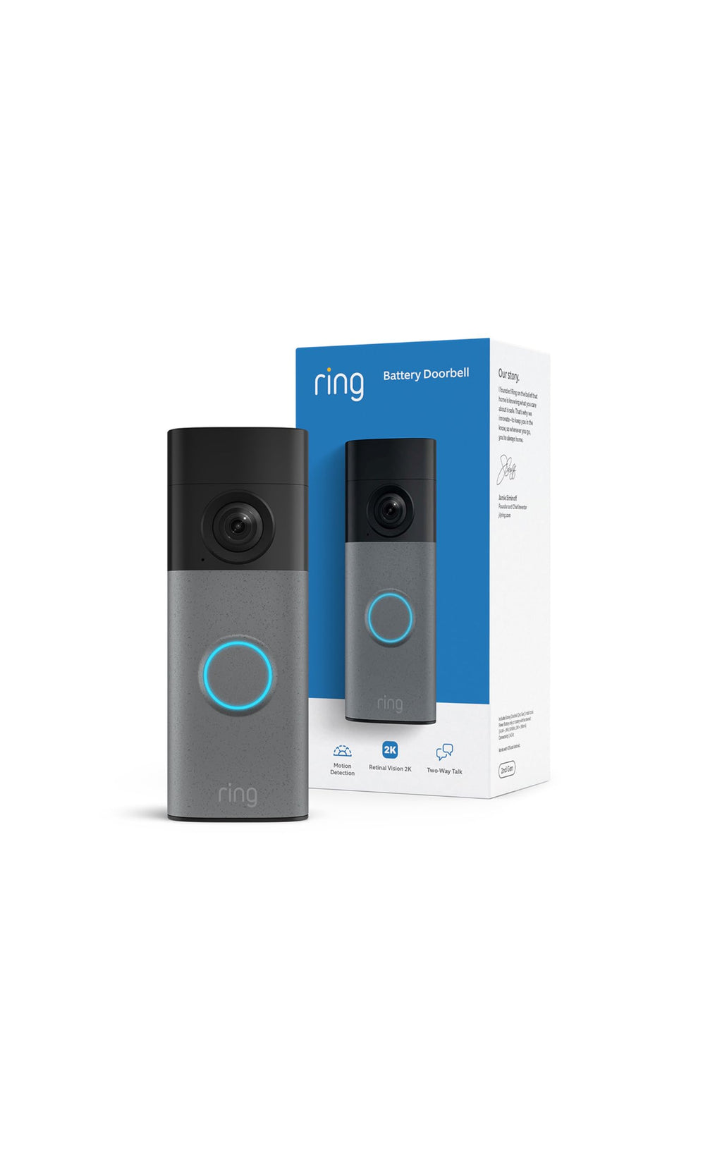 Battery Doorbell 2K Wide-Angle Speckled Gray N98719