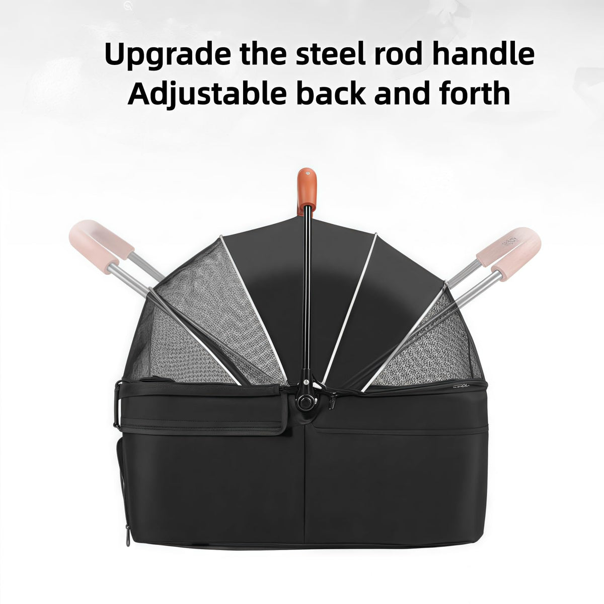 Black Foldable Pet Stroller with Storage Basket K645