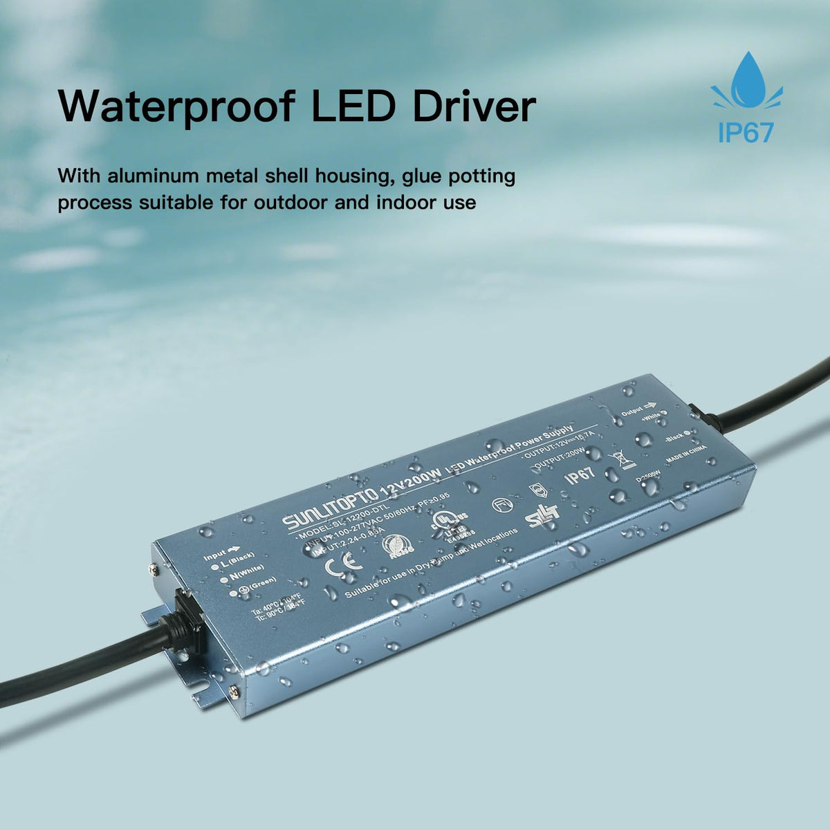 200W IP67 Waterproof LED Driver Power Supply Transformer S6329