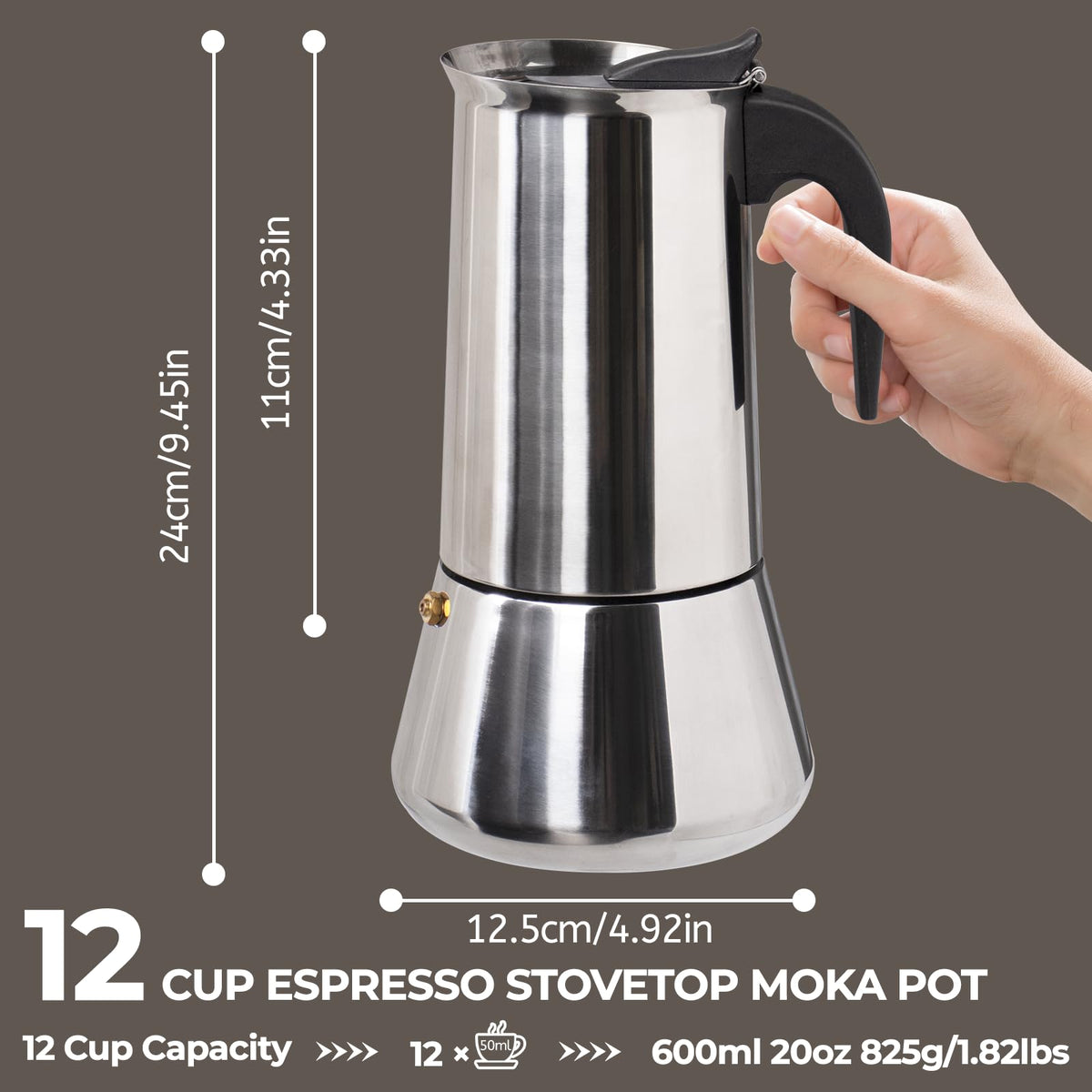 12 Cup Stainless Steel Moka Pot C84001