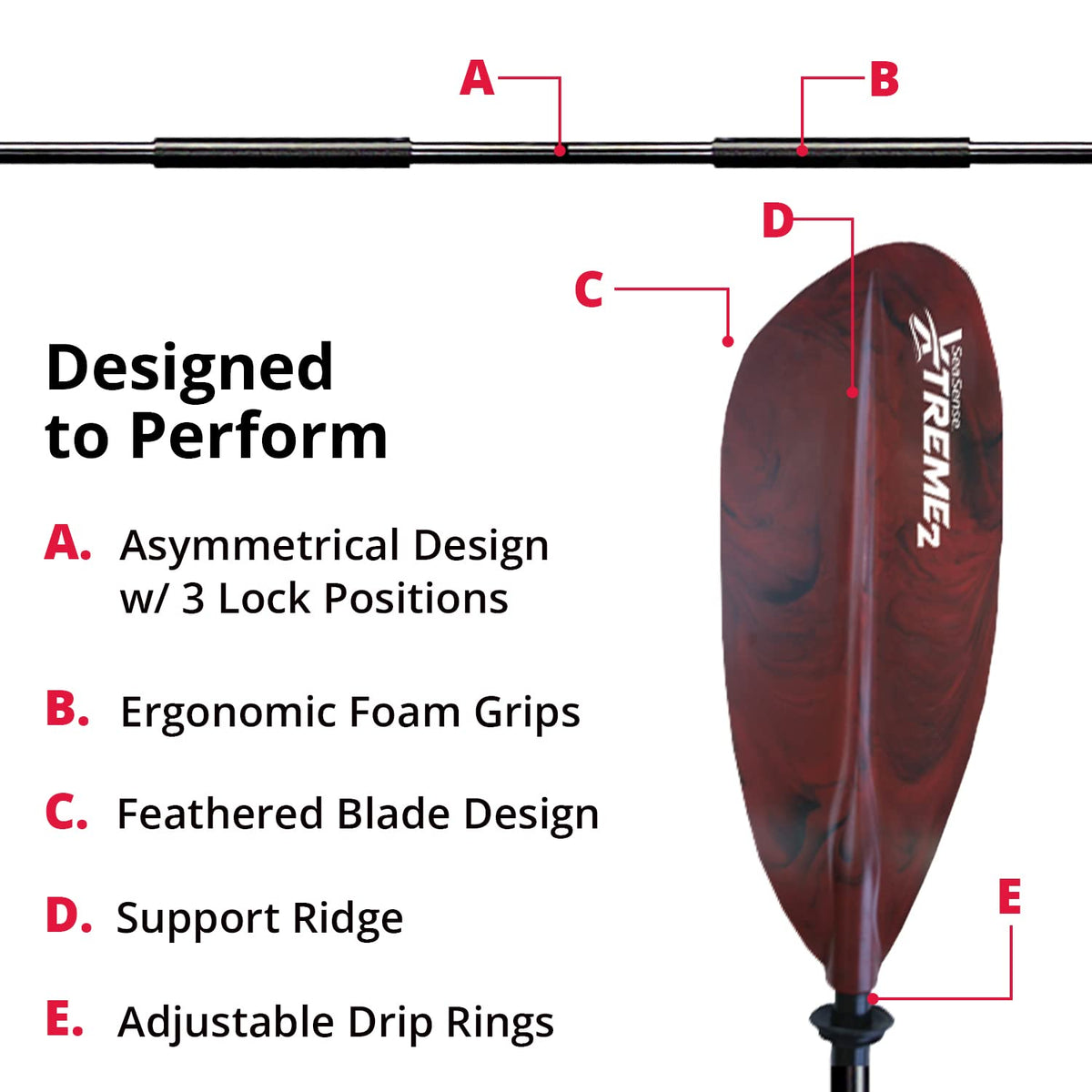 96” Fiberglass Reinforced Nylon Kayak Paddle C6444