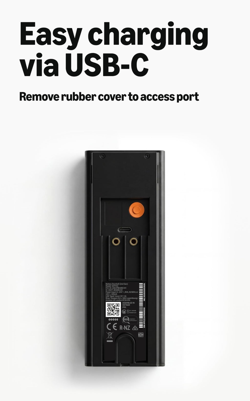 Battery Doorbell 2K Wide-Angle Speckled Gray N98719