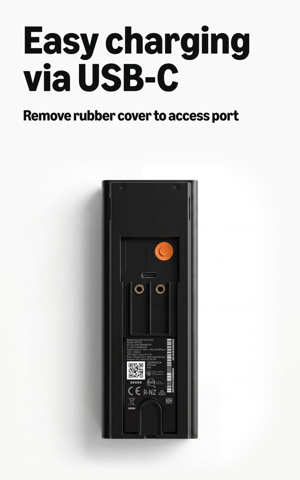 Battery Doorbell 2K Wide-Angle Speckled Gray N98719