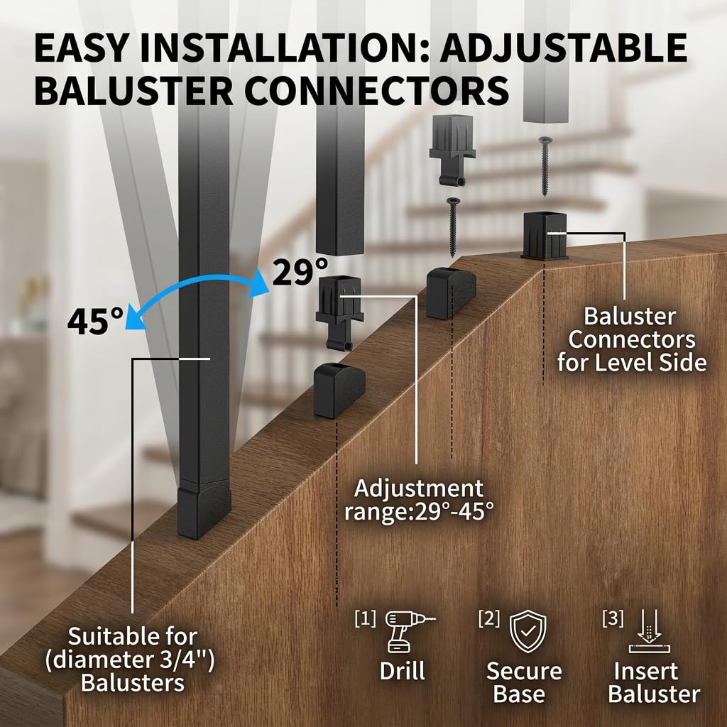 32" Black Aluminum Deck Balusters 120 Pack L1937