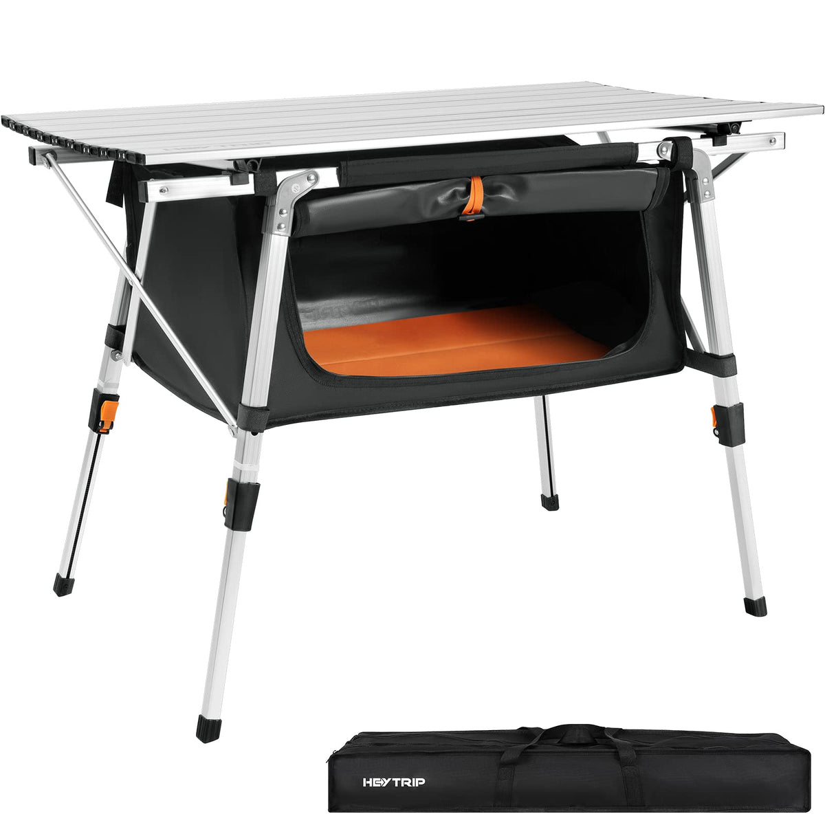 Adjustable Height Folding Camping Table with Storage Z7417