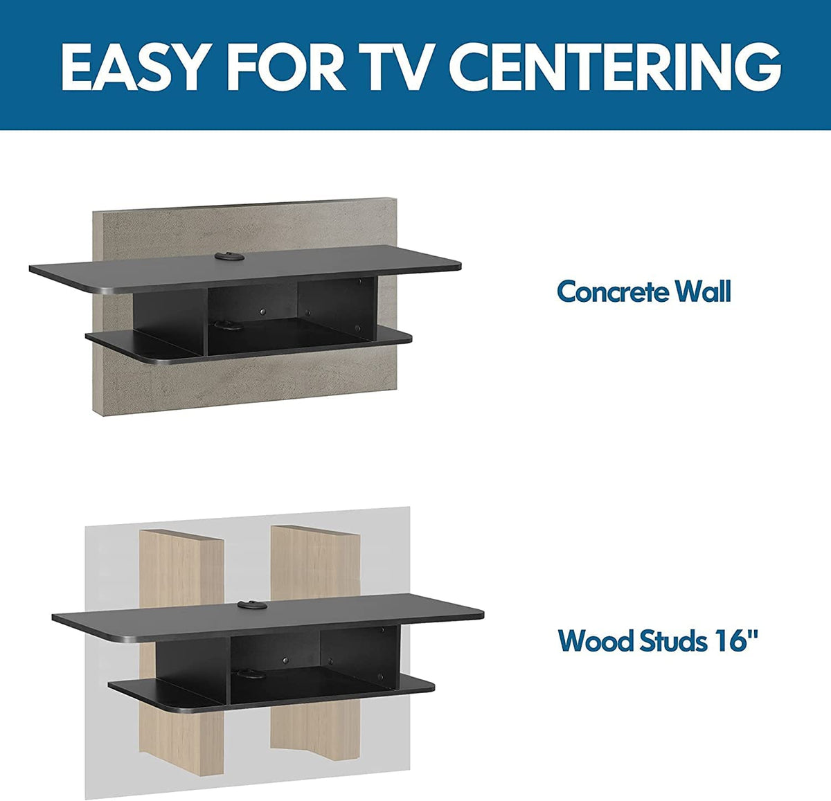 Black Floating TV Stand up to 55 Inch W1303