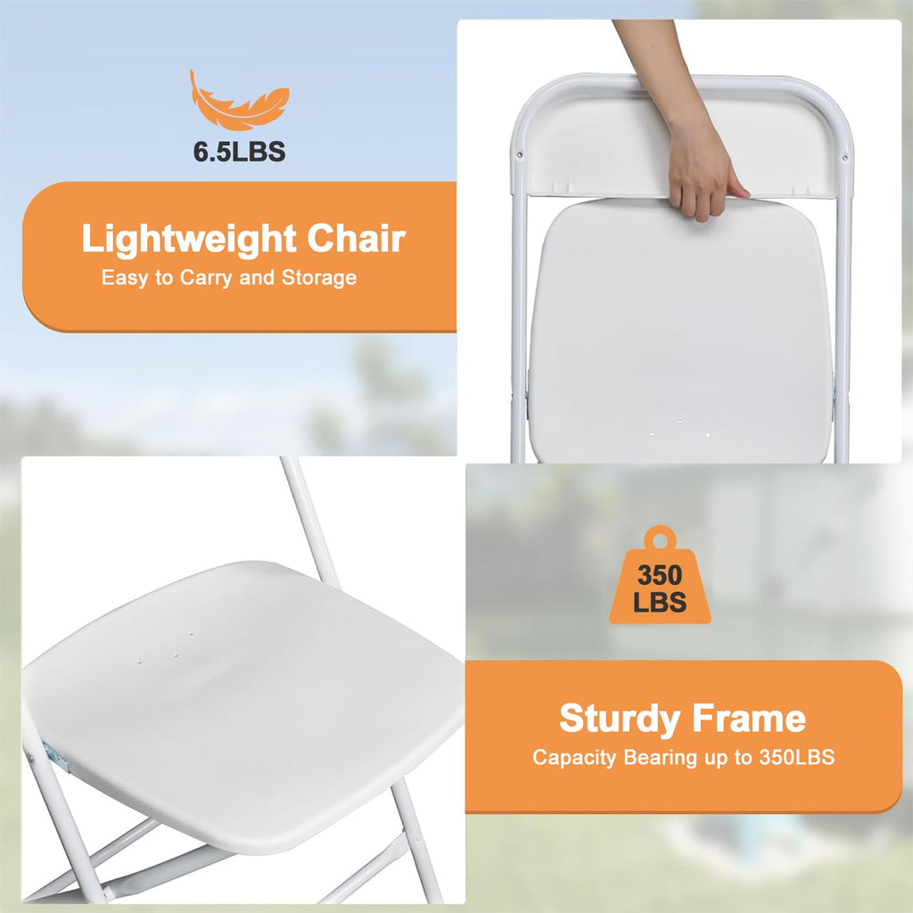 White 10 Pack Folding Chairs with Steel Frame L6762