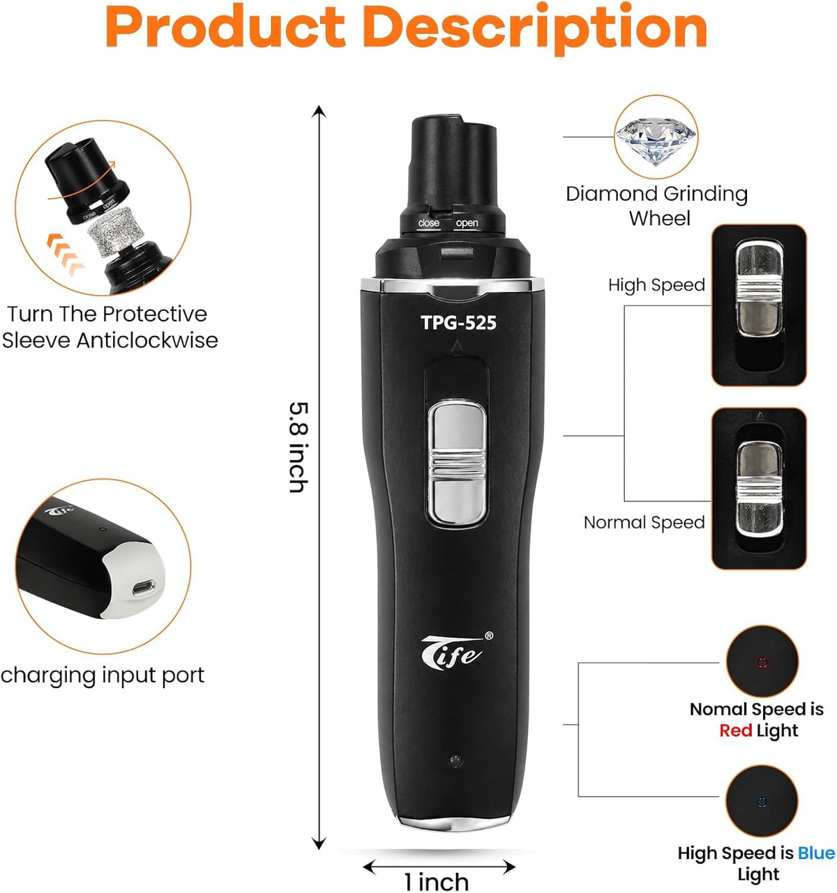 Rechargeable Electric Pet Nail Grinder J2580