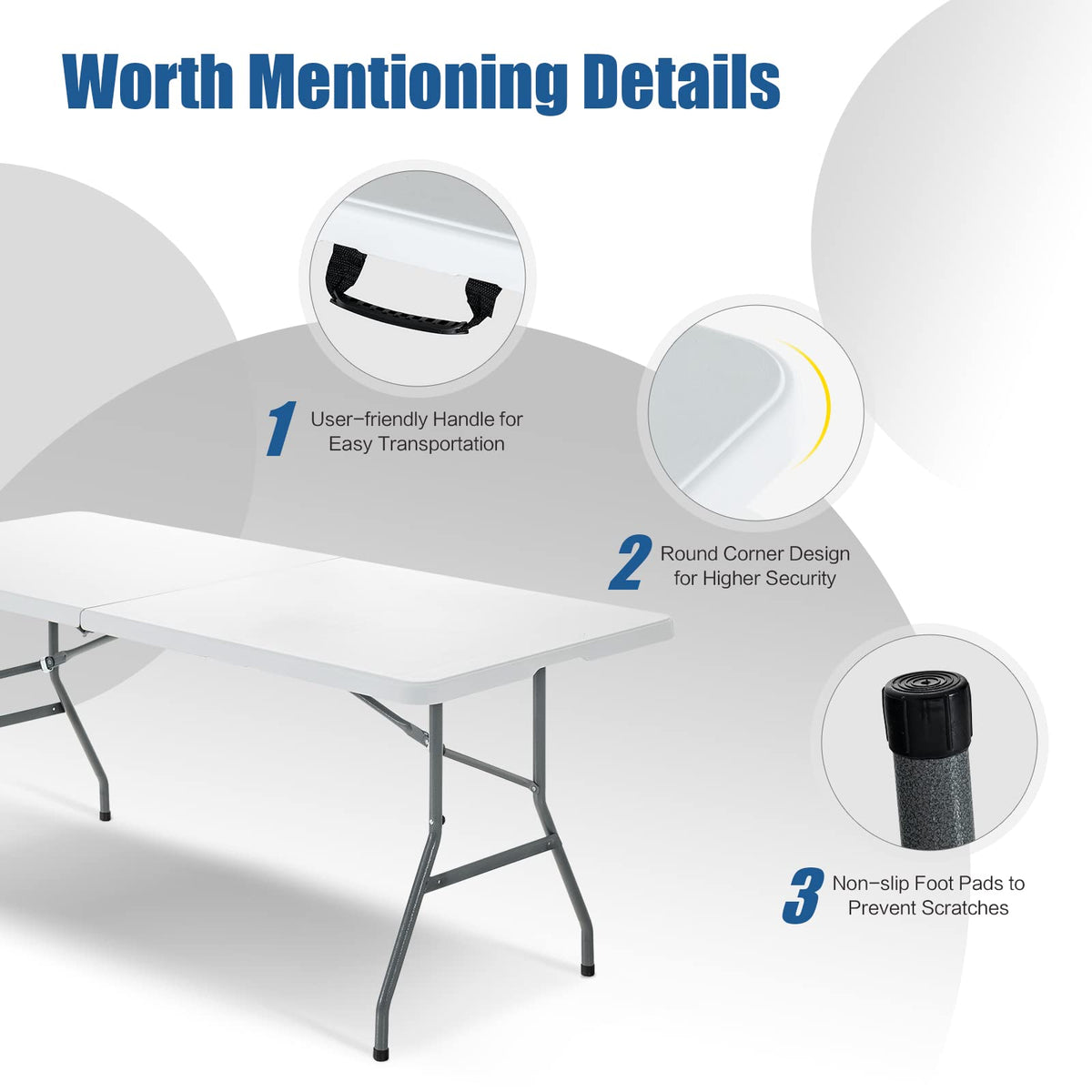 6FT Portable Folding Picnic Table with Handle S430