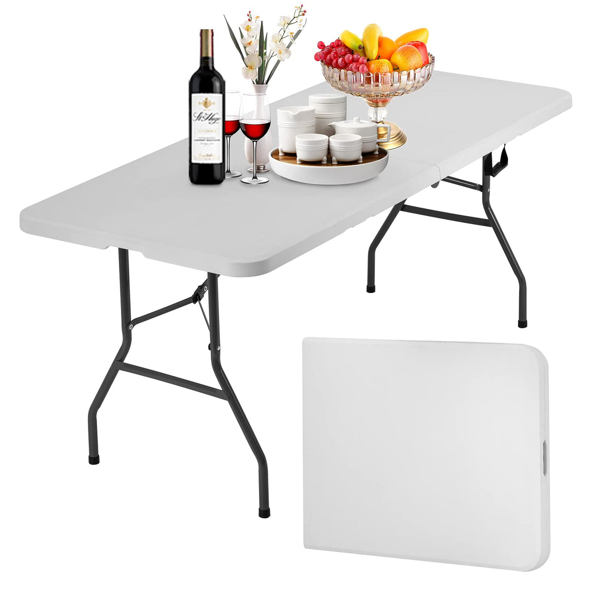 6 ft Heavy Duty Plastic Folding Table Y59931