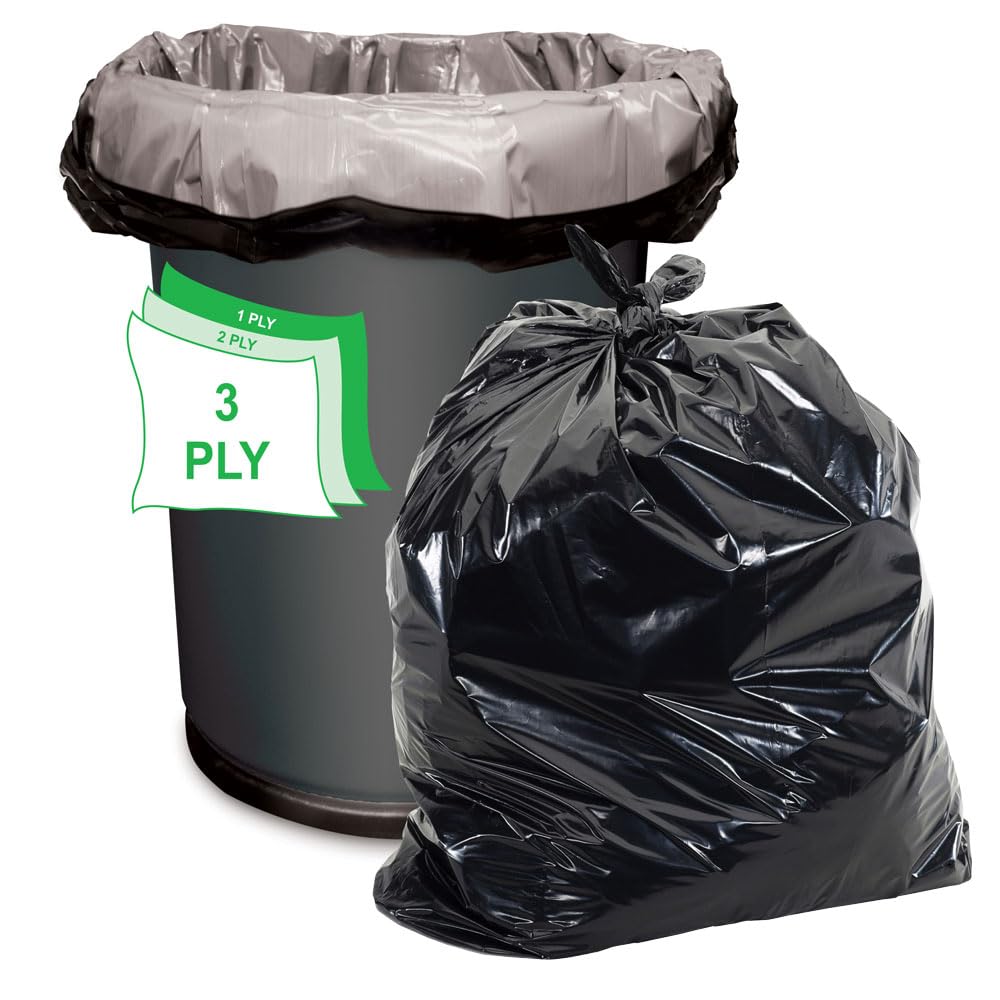 42 Gallon Black Heavy Duty Trash Bags, Pack of 100 H479645