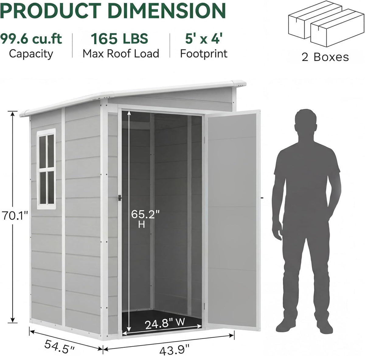 5 x 4 FT Plastic Outdoor Storage Shed with Floor X882610