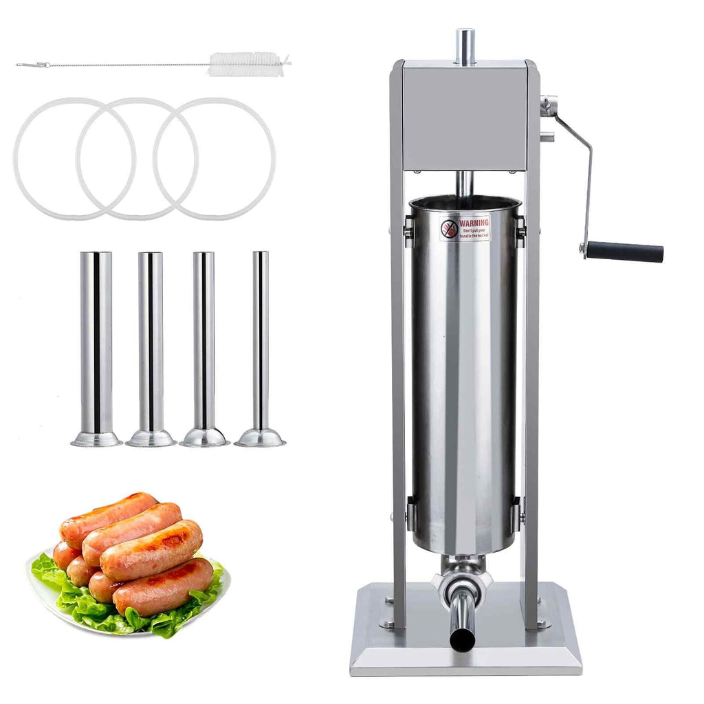Manual Stainless Steel Sausage Stuffer with 4 Stuffing Tubes T5855