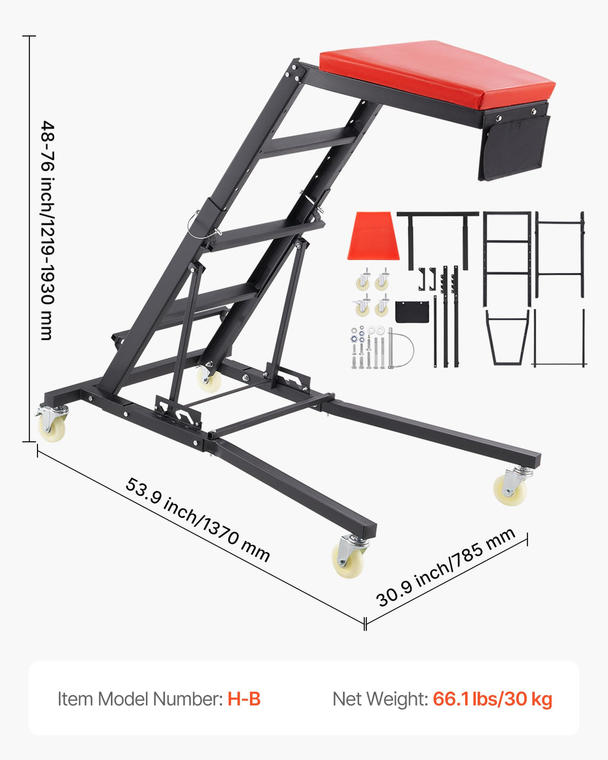 Padded Automotive Creeper with 4 Swivel Wheels L74357