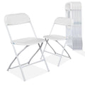 10 Pack White Plastic Folding Chairs with Steel Frame T67898