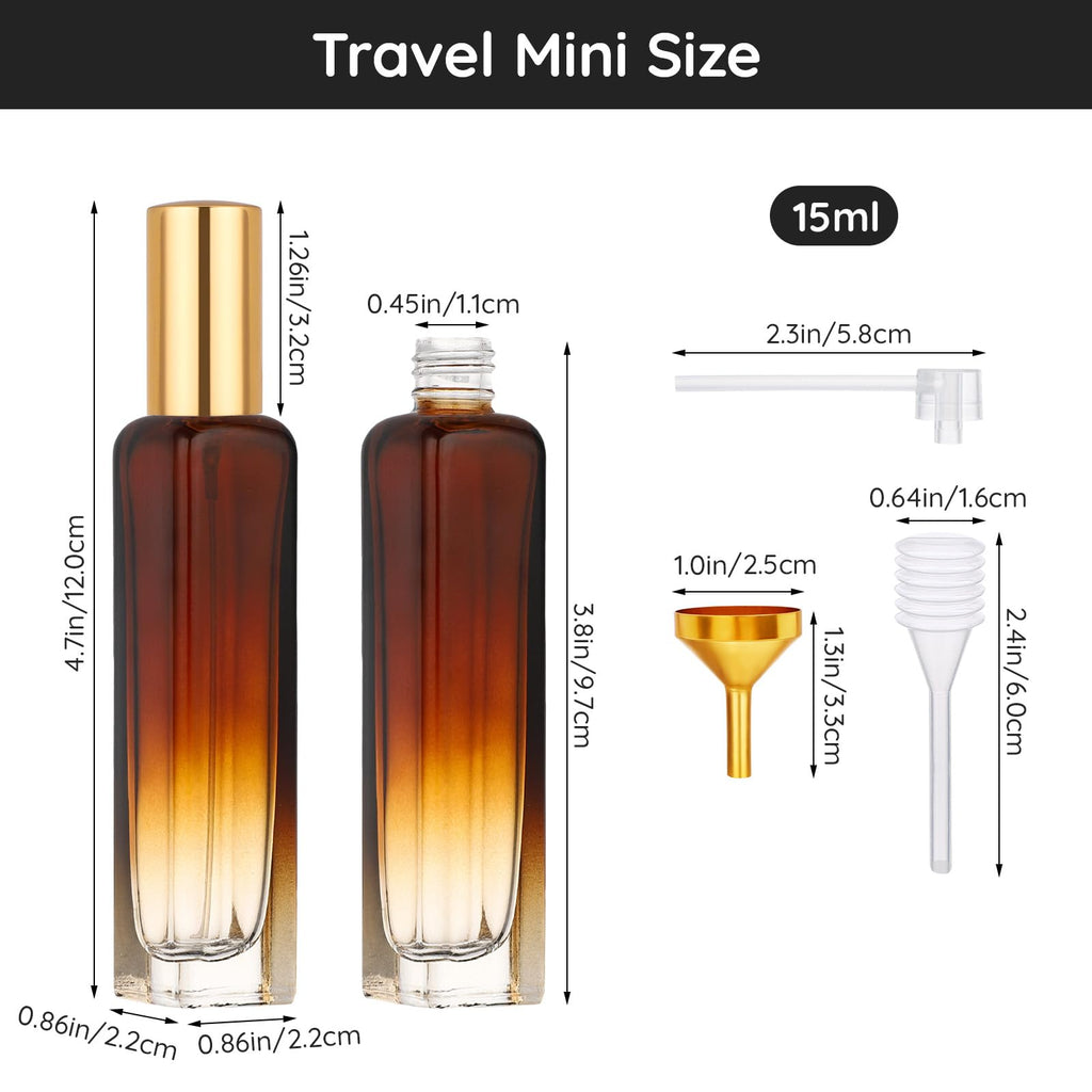 0.5oz 2pcs Empty Glass Perfume Atomizer Spray Bottles T3319