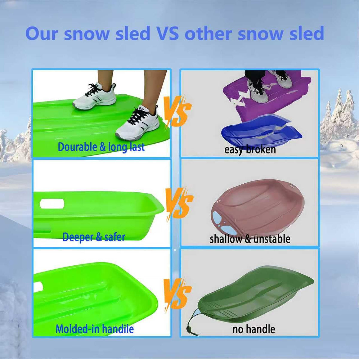 2 Piece Plastic Sled Board with Four Ropes O230