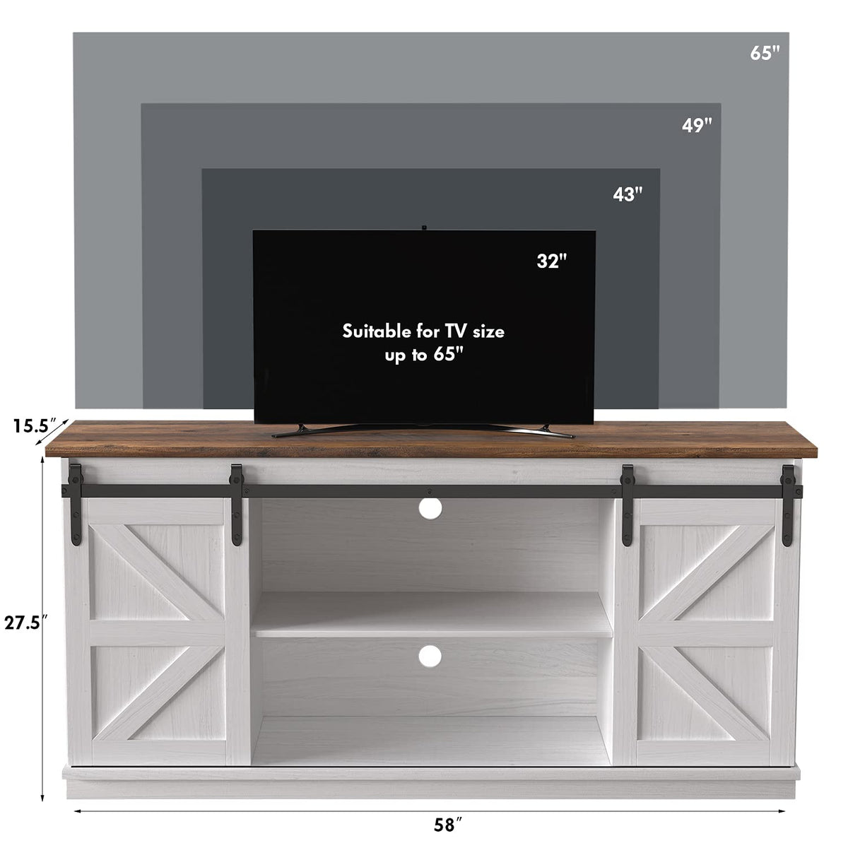 Bright White TV Stand for 65 Inch TV E8713