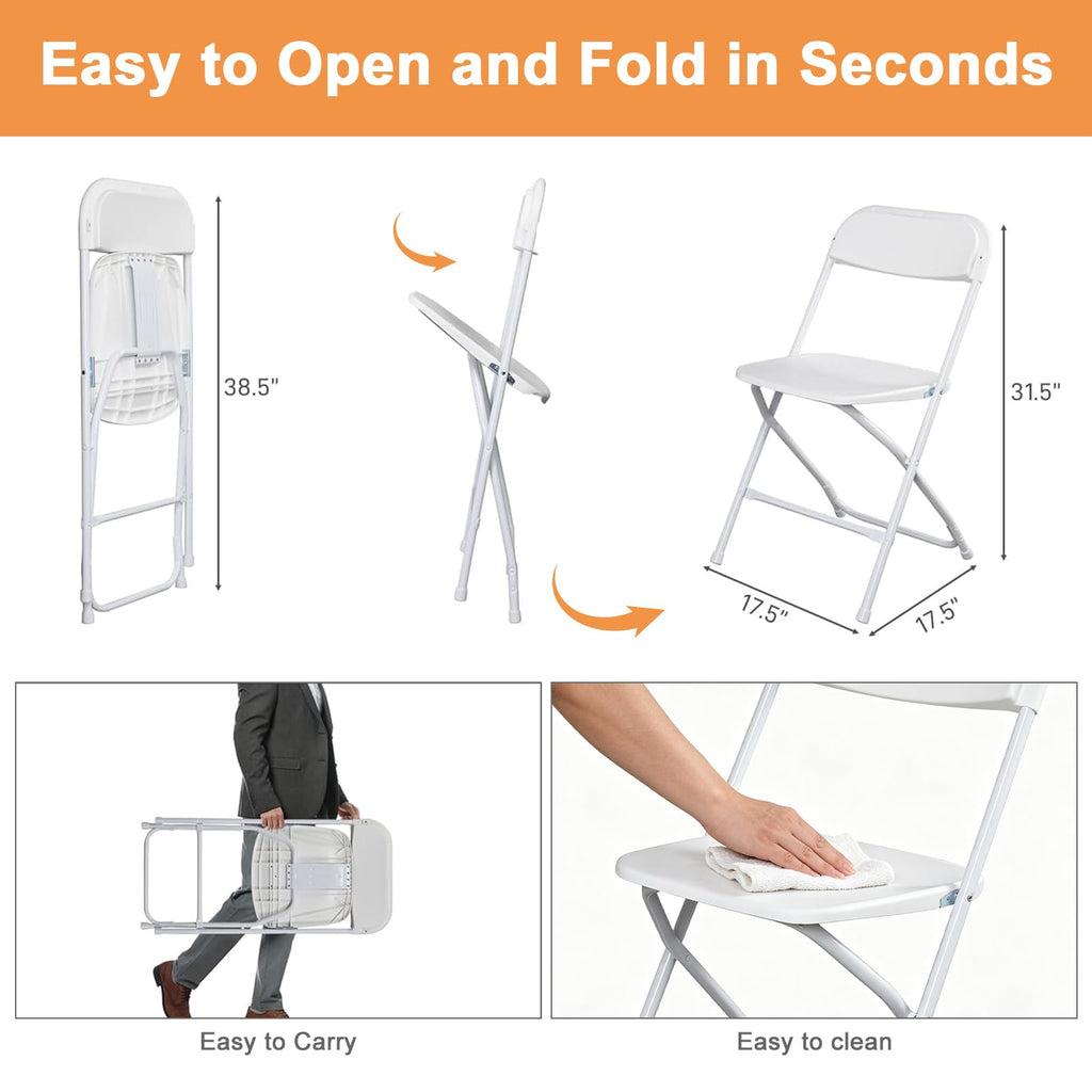White 10 Pack Folding Chairs with Steel Frame L6762