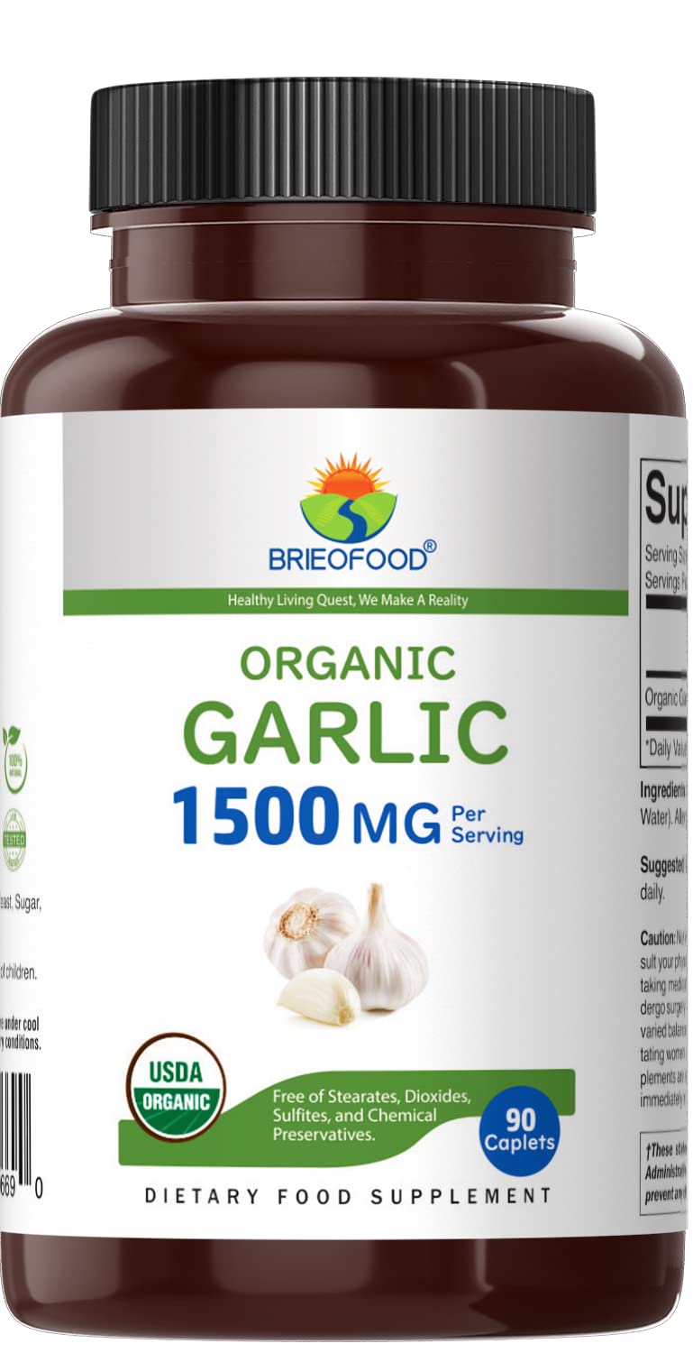 Organic Garlic 1500mg 90 Vegetarian Tablets J44024