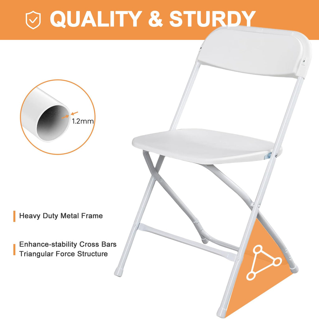 White 10 Pack Folding Chairs with Steel Frame L6762