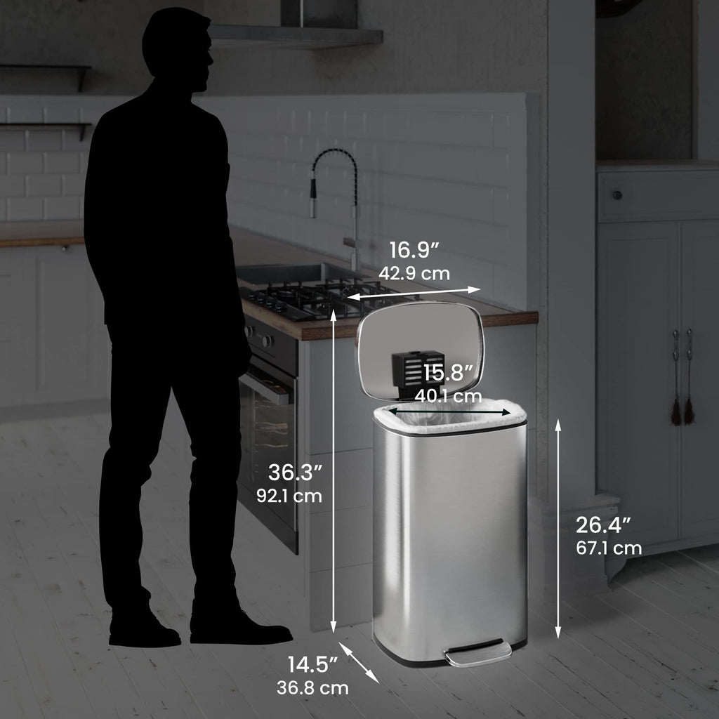 13.2 Gallon Stainless Steel Step Trash Can with Lid L72019