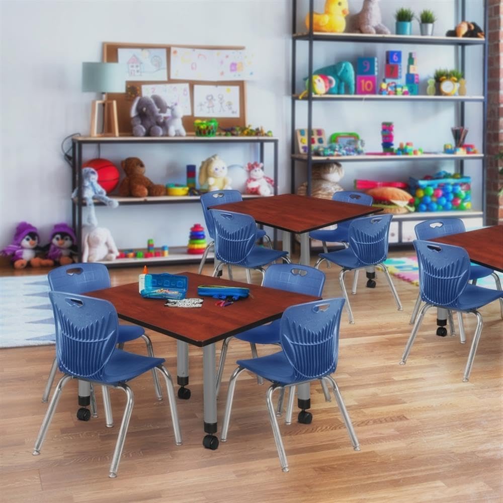 42" Square Mobile Table with 4 Stack Chairs N97395