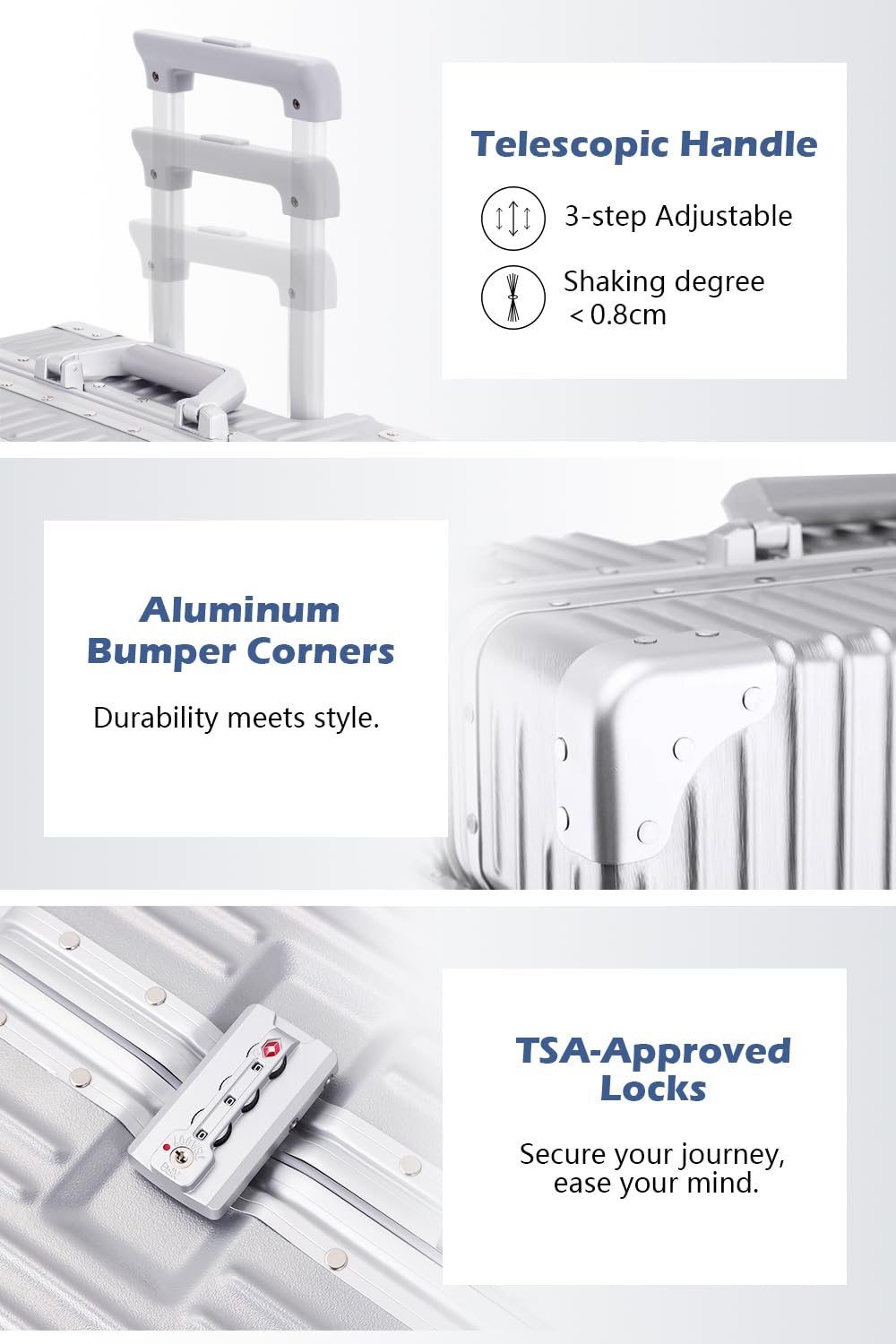 Zipperless Aluminum Frame 20 Inch Carry On Suitcase H571484