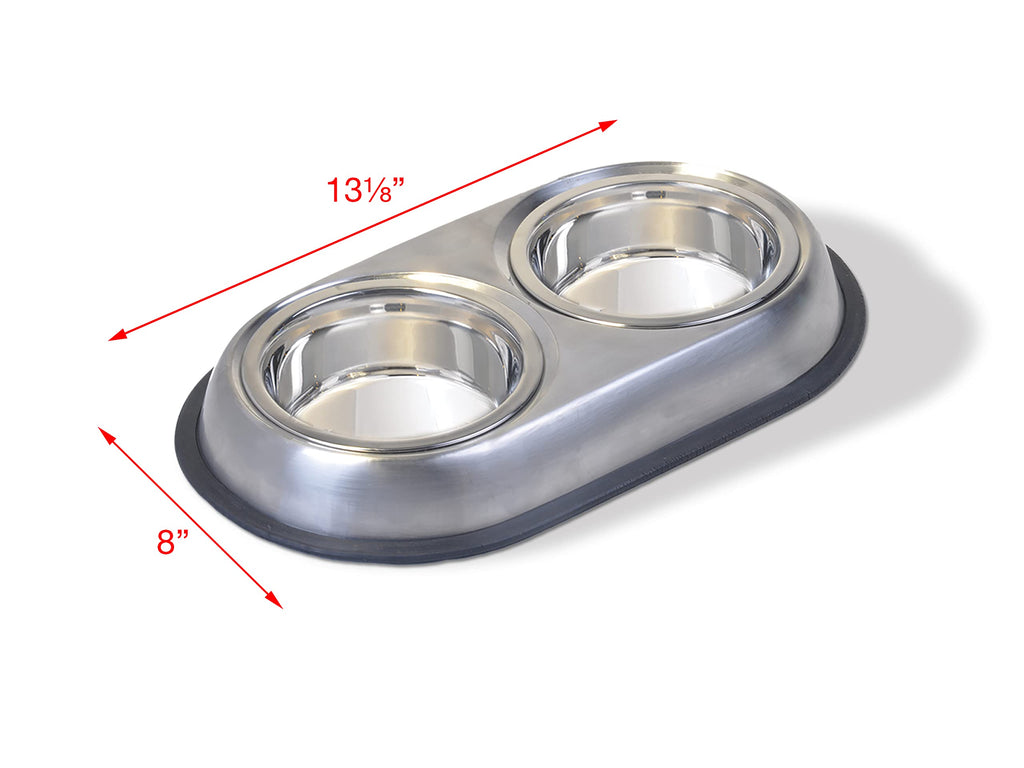 Stainless Steel Double Dish Food And Water Bowl 16 OZ U198