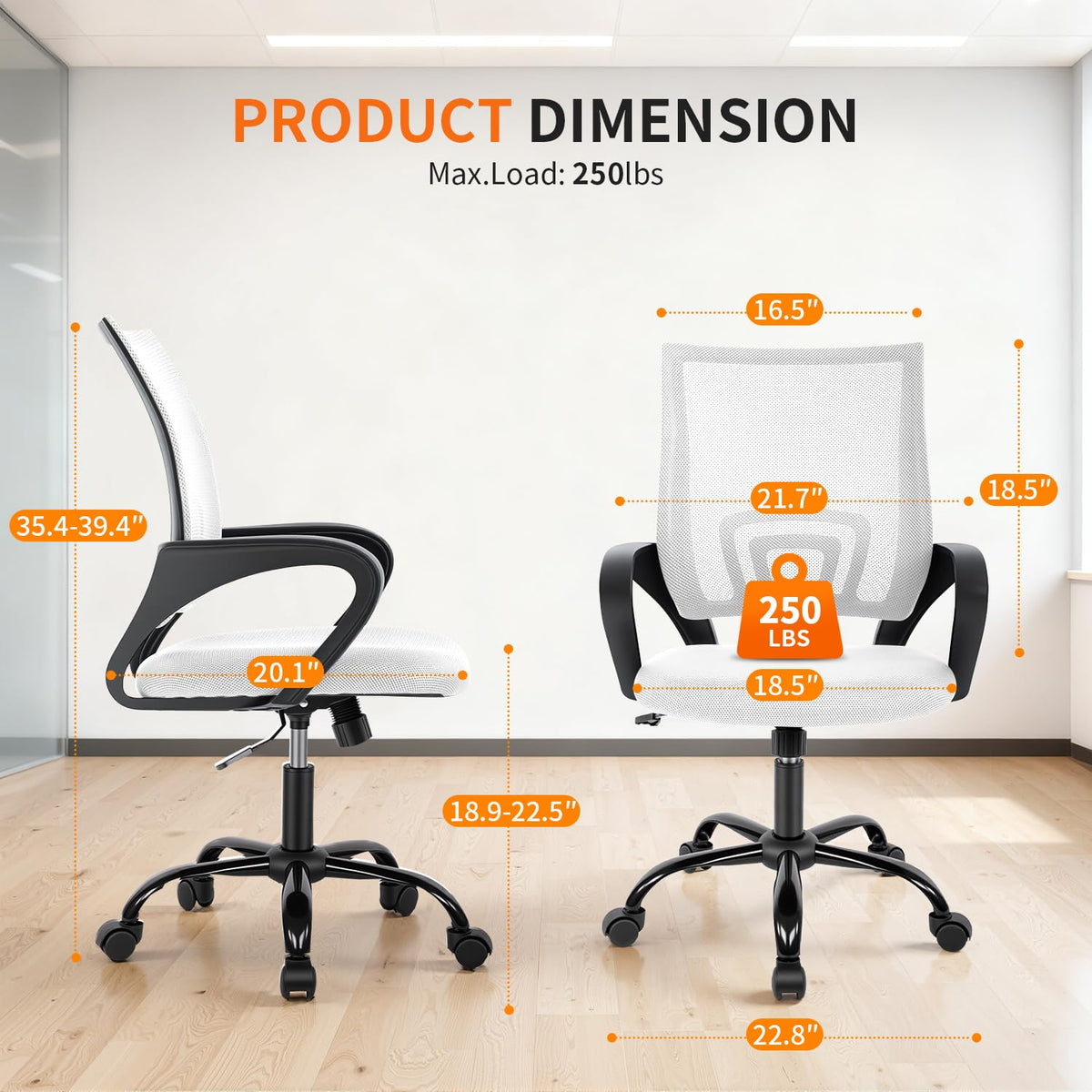 Ergonomic White Mesh Office Chair U905022