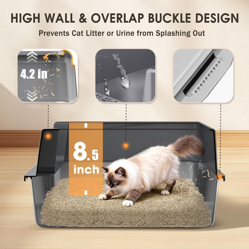 Stainless Steel High Sided Litter Box with Scoop G888