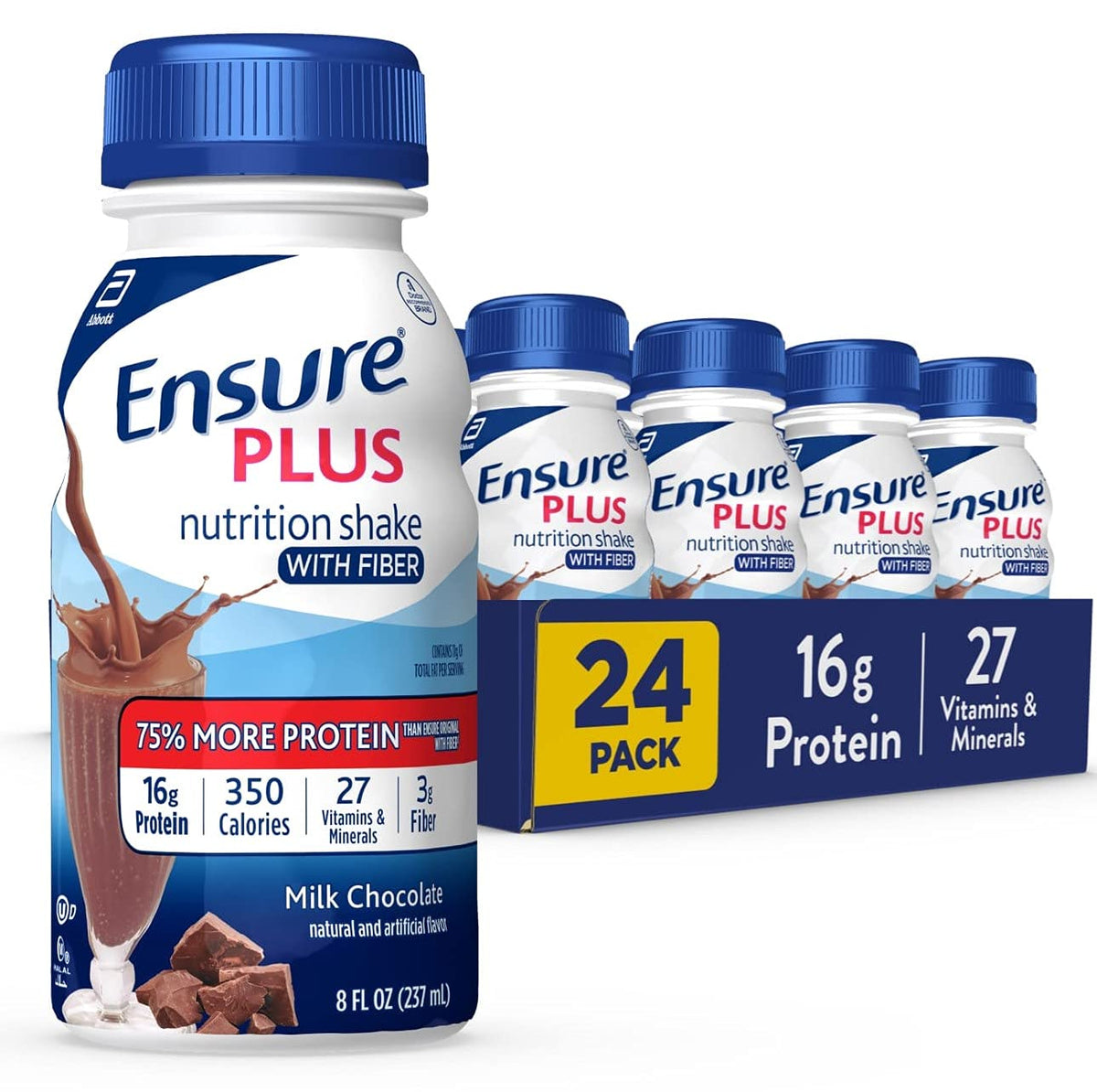 High Protein Nutritional Shake With Fiber, Meal Replacement, Milk Chocolate, 8 Fl Oz (Pack of 24) F875