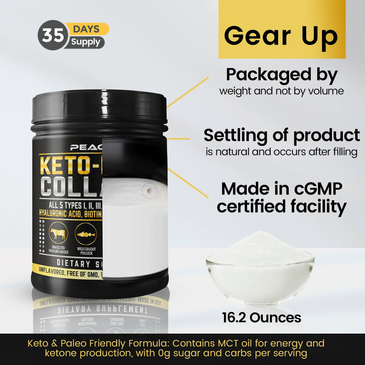 Multi Collagen Protein Powder 16.2 oz Pack of 6 Unflavored D939298